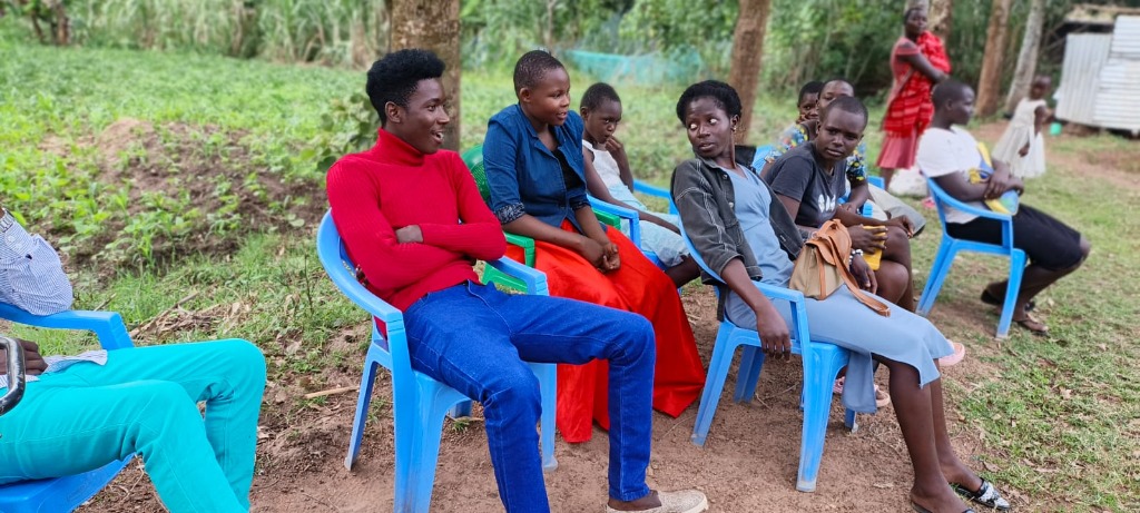 Youth community members gathering outdoors